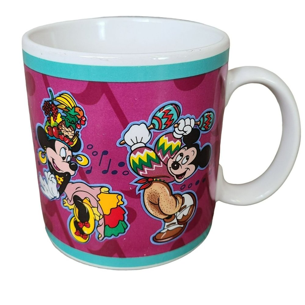 VTG 80's Walt Disney Applause 8oz Coffee Mug - Mickey Minnie Mouse Fiesta #14632